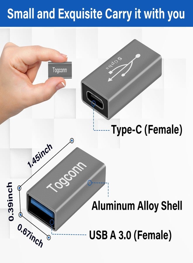 Togconn USB to USB C Adapter 2 Pack, Bi-Directional USB Type-C (Female) to USB Type-A (Female) On-The-Go (OTG) Converter Connector Support Charging & Data Sync for Laptop, PC, iPhone, MacBook Pro - Image 3